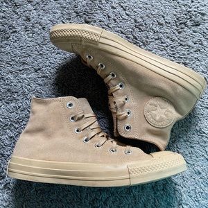 Tan Suede Converse Chuck Taylor High Top Sneakers